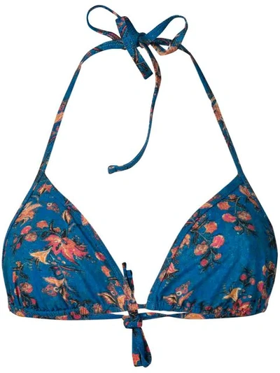 Isabel Marant Floral Print Bikini Top In Blue