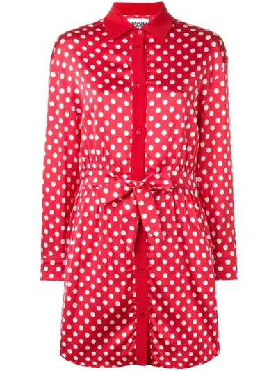 Moschino Polka Dots Shirt Dress In Red