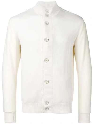 Herno Ribbed Trim Cardigan In White