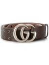Gucci Double G Buckle Eyelet Belt In Brown