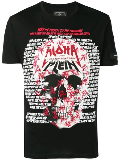 Philipp Plein Aloha Print T-shirt In Black