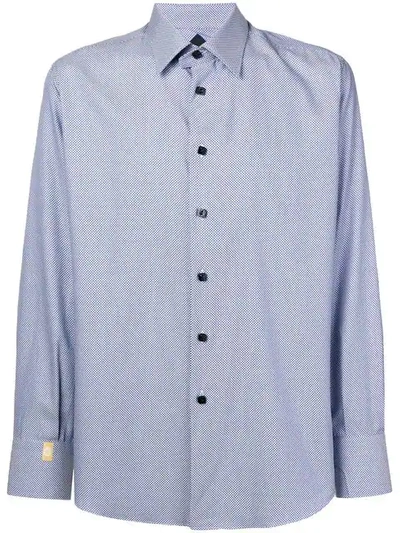 Billionaire Geometric Patterned Curved Hem Shirt In Blue