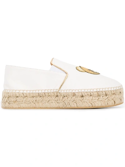 Moschino Women's Teddy Leather Espadrille Flats In White