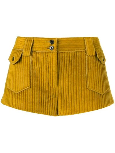 Saint Laurent Kurze Cordshorts Im Vintage-look In 7711 Yellow