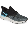 Nike Odyssey React 2 Flyknit Running Shoe In Black/ Blue Fury/ Aviator Grey