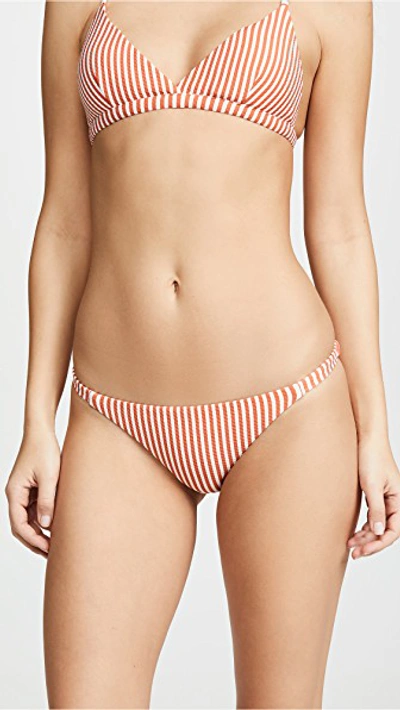 Asceno Stripe Bikini Bottoms In Red Dense Line