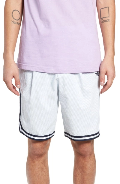 Adidas Originals Seersucker Shorts In Ash Grey/ White | ModeSens