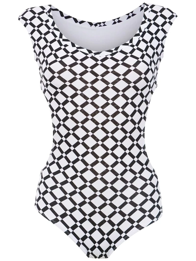 Amir Slama Printed Top With Cut Detail In White