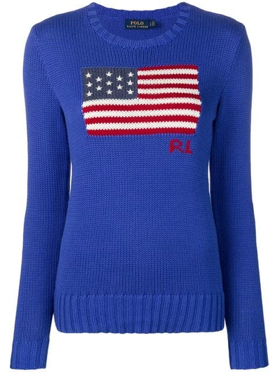 Polo Ralph Lauren American Flag Jumper In Blue