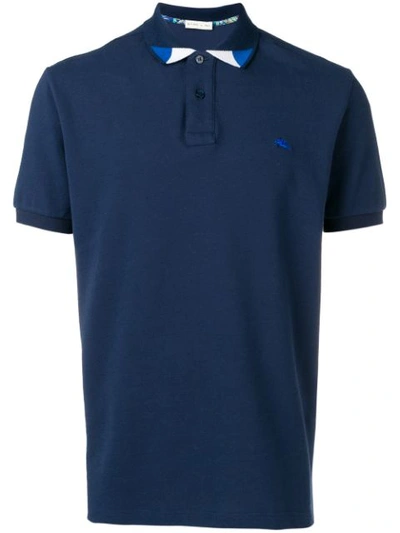 Etro Embroidered Logo Polo Shirt In Blu