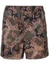 Valentino Vltn Camouflage Swim Shorts In Green