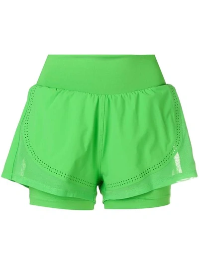 Adidas By Stella Mccartney Layered Fitted Shorts In Green