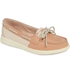 Sperry Oasis Boat Shoe In Rose Leather/ Canvas