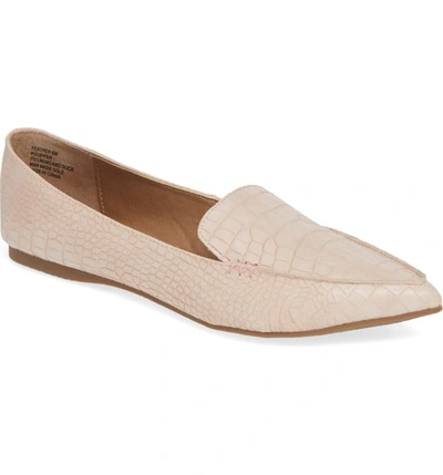 Steve Madden Feather Loafer Flat In Pink Crocodile Print