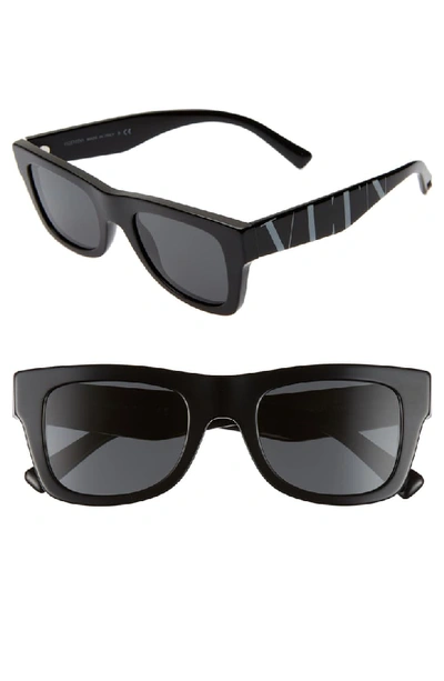 Valentino Vltn 50mm Square Sunglasses In Black Solid
