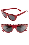 Valentino Women's Rockstud Cat Eye Sunglasses, 52mm In Red Solid