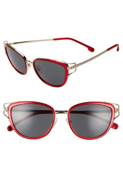 Versace Greca 53mm Cat Eye Sunglasses - Red/ Gold/ Grey Solid