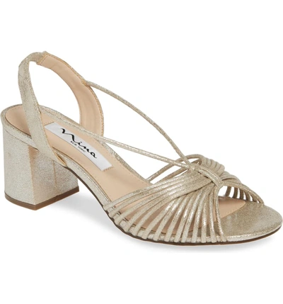 Nina Nadelyn Strappy Sandal In Silver Faux Leather