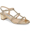 Nina Gelisa T-strap Sandal In Light Gold Fabric