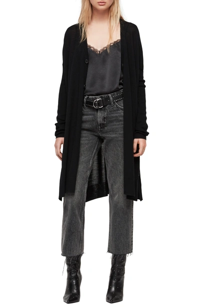 Allsaints Mori Merino wool Side vent Cardigan In Black ModeSens