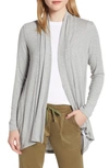 Bobeau High/low Jersey Cardigan In H. Grey