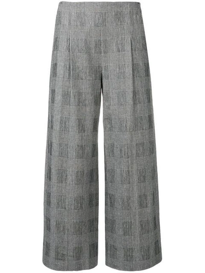 Chalayan Cropped Checked Trousers In Black