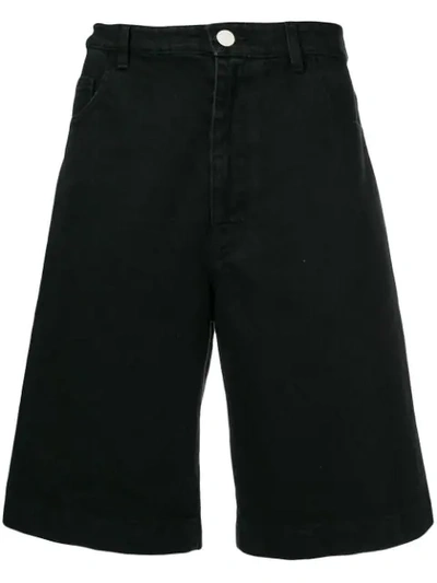Raf Simons Loose-fit Denim Shorts In Black