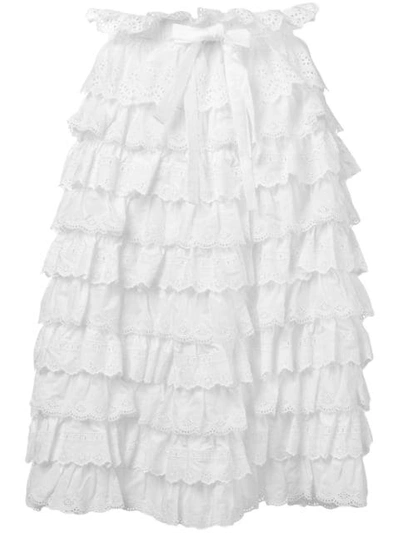 Dolce & Gabbana Ruffled Midi Skirt In White