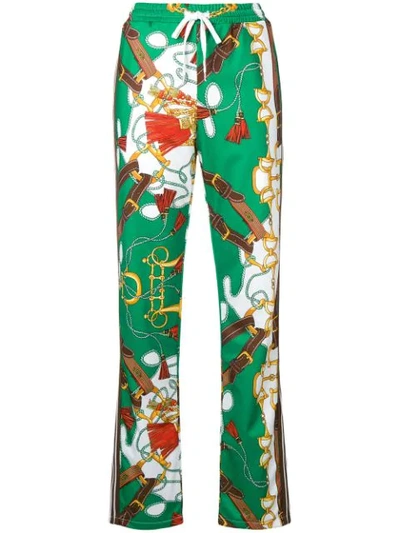 P.a.r.o.s.h Printed Bootcut Trousers In Green