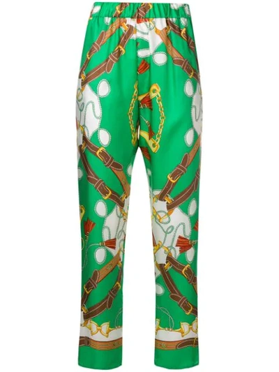P.a.r.o.s.h Printed Tapered Trousers In Green