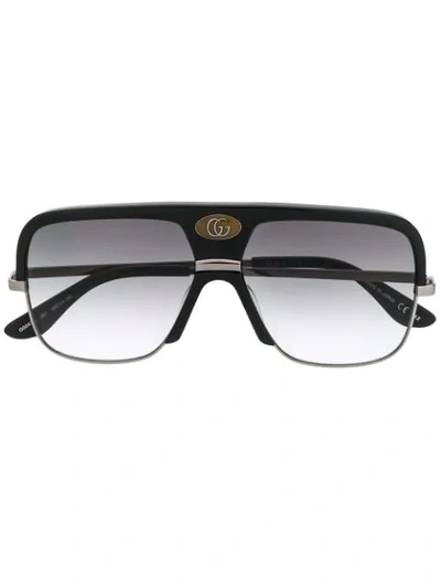 Gucci Navigator-frame Sunglasses In 001 Black Ruthenium Grey
