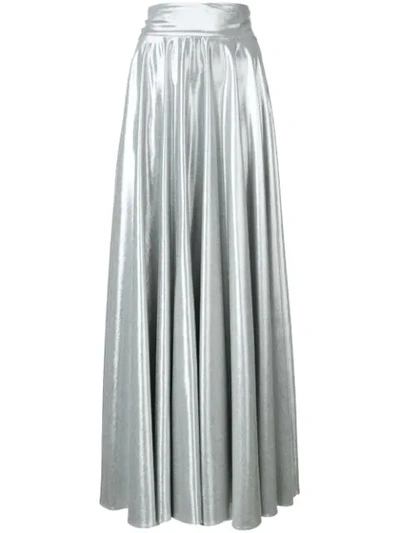 Diane Von Furstenberg High-waisted Draped Maxi Skirt In Silver