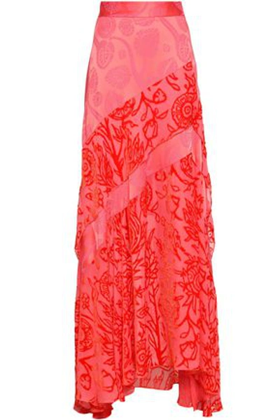 Peter Pilotto Woman Devoré Chiffon-paneled Jacquard Maxi Skirt Pink