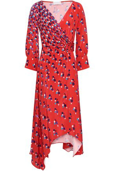 Peter Pilotto Woman Printed Silk Crepe De Chine Midi Wrap Dress Red