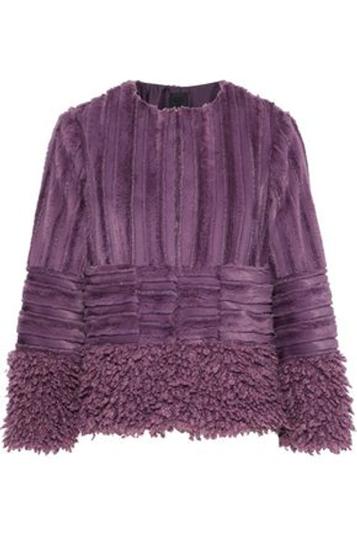 Anna Sui Woman Paneled Faux Fur Jacket Lilac
