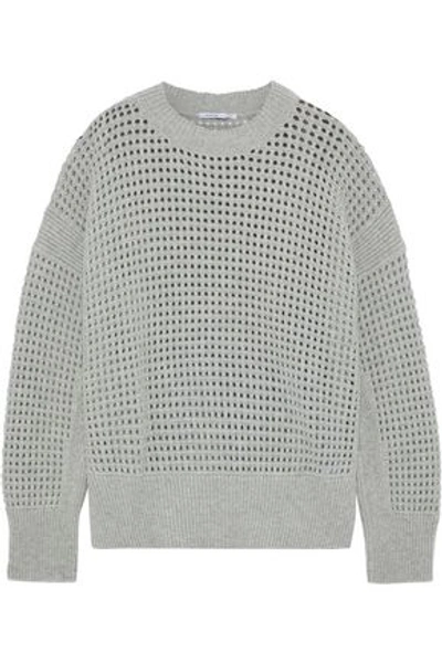 Agnona Woman Open-knit Cashmere Sweater Gray