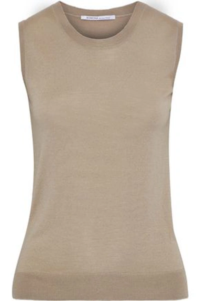 Agnona Woman Wool, Cashmere And Silk-blend Tank Mushroom