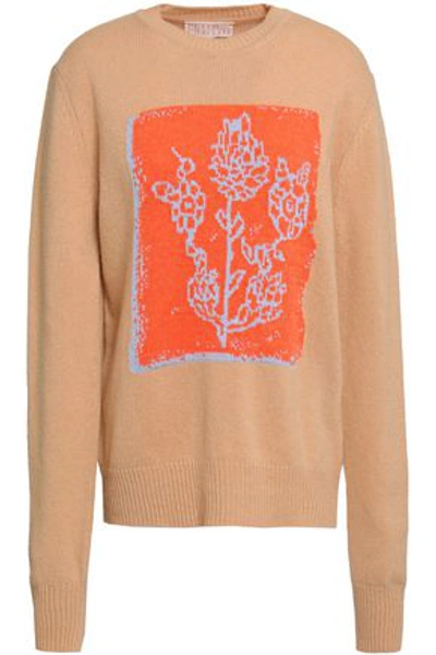 Peter Pilotto Woman Intarsia-knit Wool, Cashmere And Cotton-blend Sweater Sand