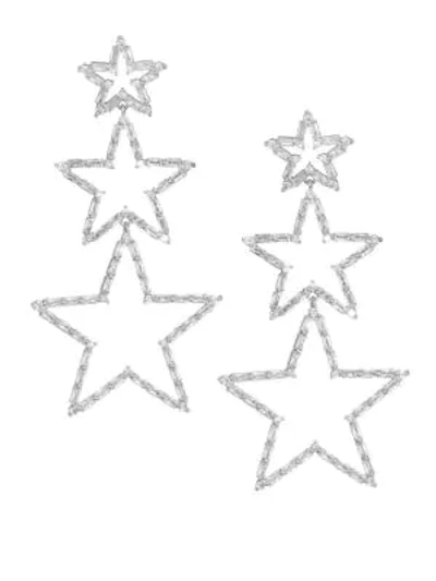 Fallon Triple Star Drop Earrings In Silver