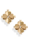 Kate Spade Crystal And 12k Yellow Goldplated Spade Flower Double Stud Earrings In Clear/gold