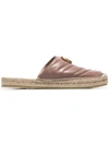 Gucci Pink Double G Leather Espadrilles In Brown