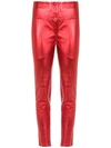 Andrea Bogosian Metallic Skinny Leather Pants In Red