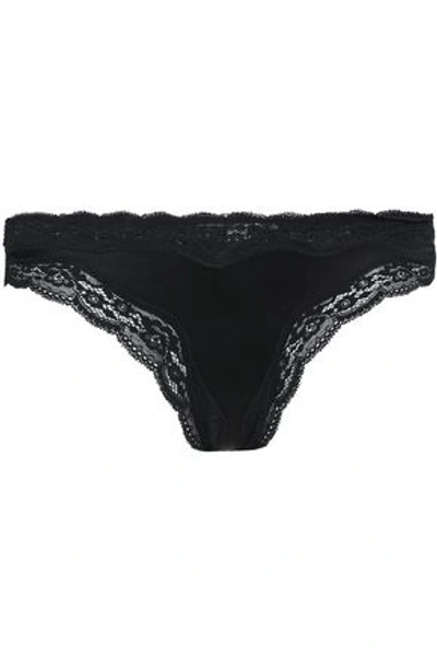 Stella Mccartney Lace-trimmed Stretch-silk Satin Underwired Bra In Black