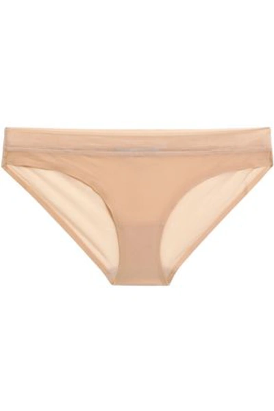 Stella Mccartney Woman Grace Glowing Mesh-trimmed Stretch-jersey Low-rise Briefs Neutral