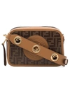 Fendi Brown Double F Logo Leather Cross Body Bag