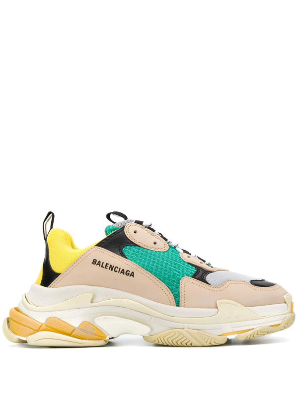 balenciaga mens triple s leather and mesh trainers