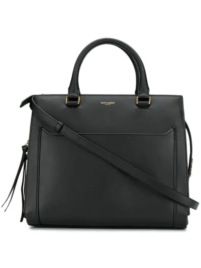 Saint Laurent Baby Cabas East Side Leather Satchel In Grey