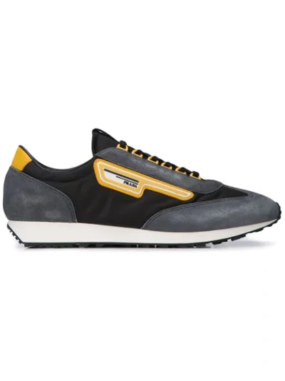 Prada Milano Low-top Nylon And Suede Trainers In Black