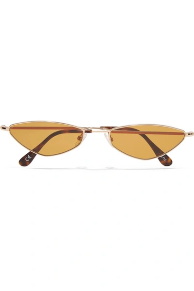 Andy Wolf Eliza Oval-frame Gold-tone Sunglasses In Brown