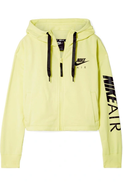 Nike Air Cropped Printed Cotton-blend Fleece Hoodie In Chartreuse